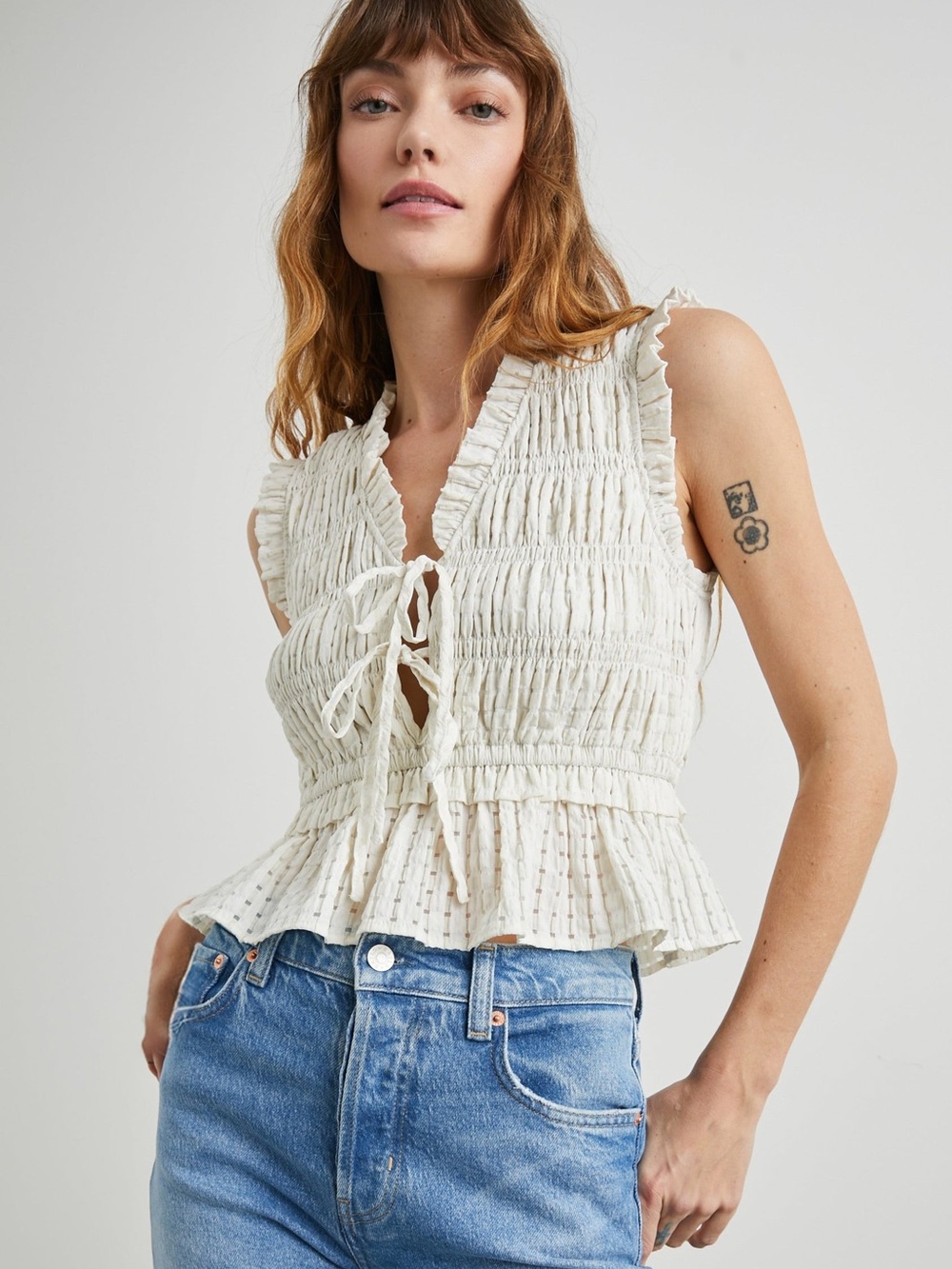 Rails Martine Seersucker Cream Top